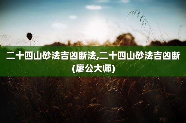 二十四山砂法吉凶断法,二十四山砂法吉凶断(廖公大师)