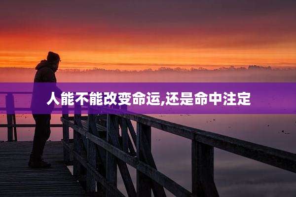 人能不能改变命运,还是命中注定
