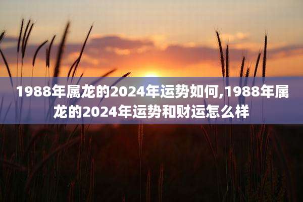 1988年属龙的2024年运势如何,1988年属龙的2024年运势和财运怎么样