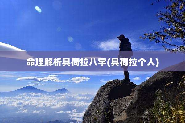 命理解析具荷拉八字(具荷拉个人)