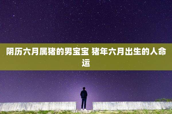 阴历六月属猪的男宝宝 猪年六月出生的人命运