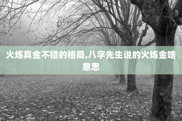 火炼真金不错的格局,八字先生说的火炼金啥意思
