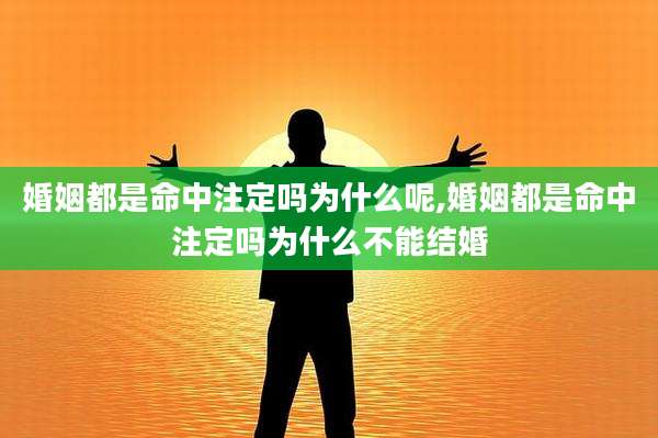 婚姻都是命中注定吗为什么呢,婚姻都是命中注定吗为什么不能结婚