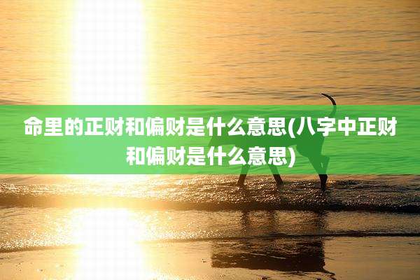 命里的正财和偏财是什么意思(八字中正财和偏财是什么意思)
