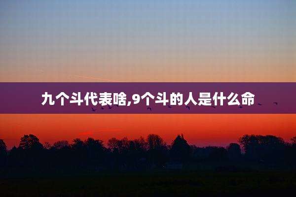 九个斗代表啥,9个斗的人是什么命
