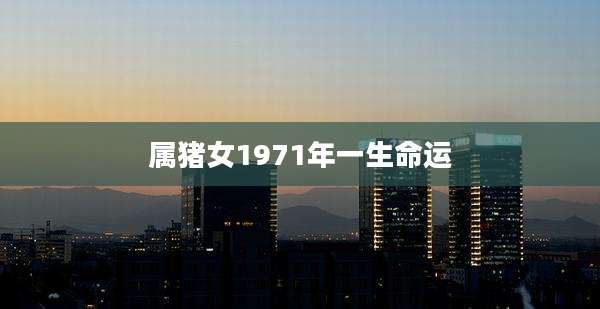属猪女1971年一生命运