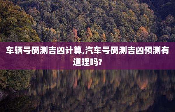 车辆号码测吉凶计算,汽车号码测吉凶预测有道理吗?