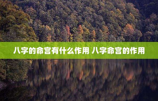 八字的命宫有什么作用 八字命宫的作用