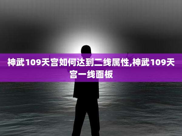 神武109天宫如何达到二线属性,神武109天宫一线面板
