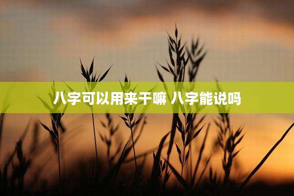 八字可以用来干嘛 八字能说吗