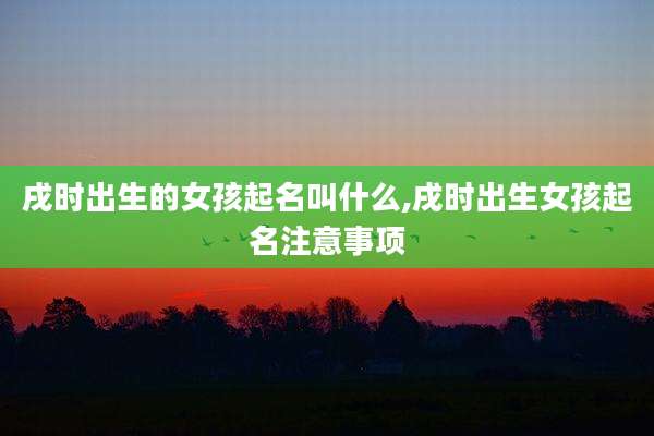 戌时出生的女孩起名叫什么,戌时出生女孩起名注意事项