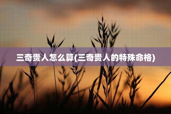 三奇贵人怎么算(三奇贵人的特殊命格)
