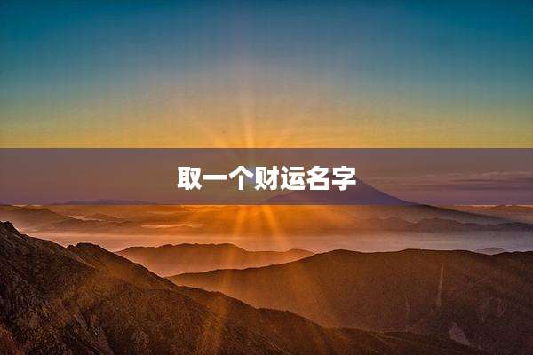 取一个财运名字