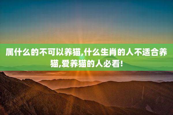属什么的不可以养猫,什么生肖的人不适合养猫,爱养猫的人必看!