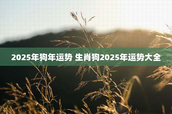 2025年狗年运势 生肖狗2025年运势大全