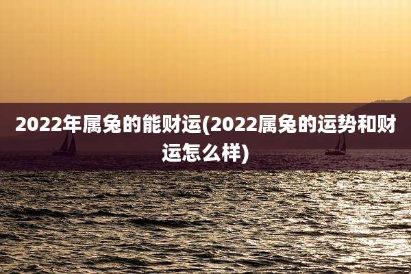 2022年属兔的能财运(2022属兔的运势和财运怎么样)