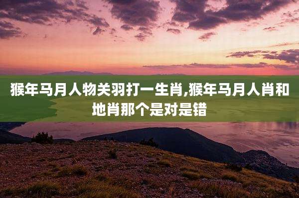 猴年马月人物关羽打一生肖,猴年马月人肖和地肖那个是对是错