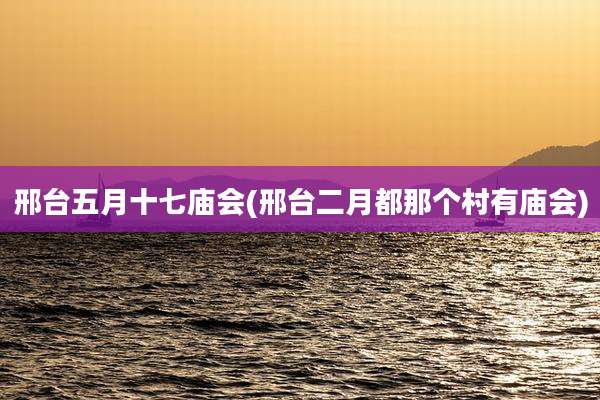 邢台五月十七庙会(邢台二月都那个村有庙会)