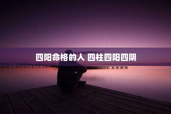 四阳命格的人 四柱四阳四阴