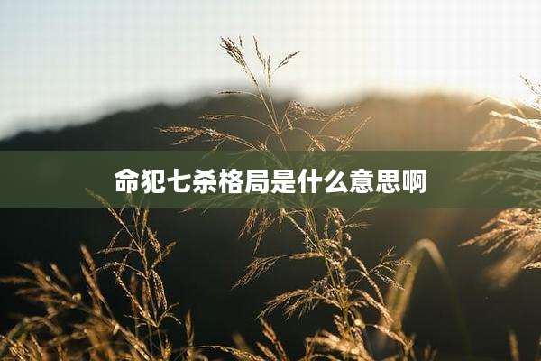 命犯七杀格局是什么意思啊