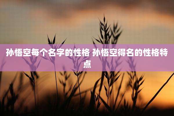 孙悟空每个名字的性格 孙悟空得名的性格特点