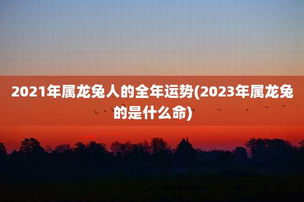 2021年属龙兔人的全年运势(2023年属龙兔的是什么命)