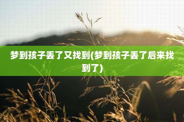 梦到孩子丢了又找到(梦到孩子丢了后来找到了)