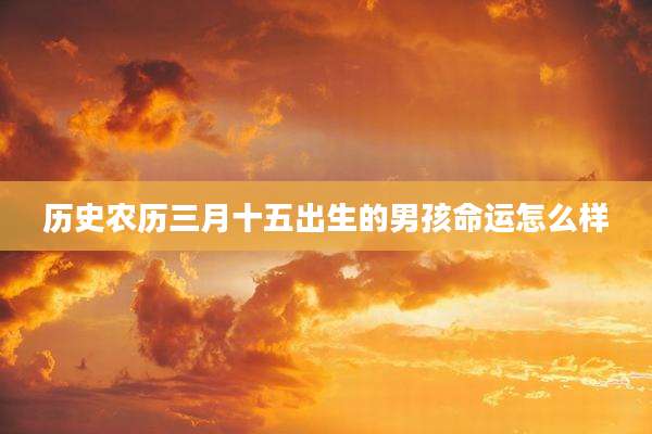 历史农历三月十五出生的男孩命运怎么样