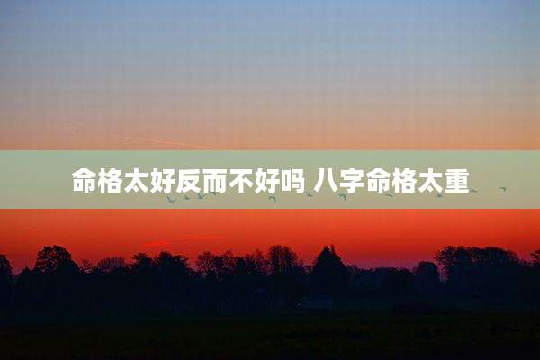 命格太好反而不好吗 八字命格太重