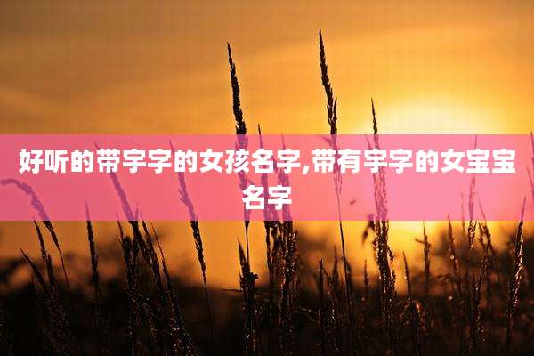 好听的带宇字的女孩名字,带有宇字的女宝宝名字