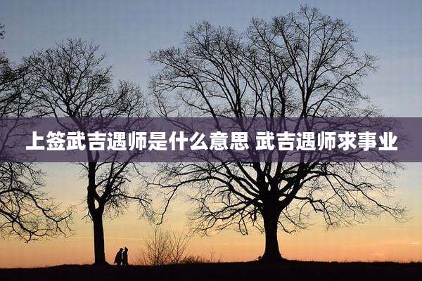 上签武吉遇师是什么意思 武吉遇师求事业
