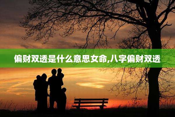 偏财双透是什么意思女命,八字偏财双透