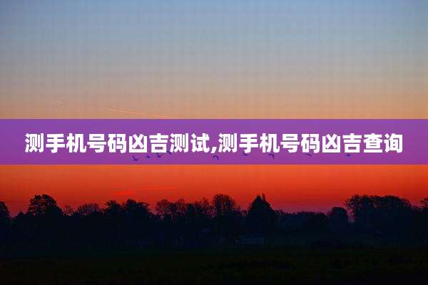 测手机号码凶吉测试,测手机号码凶吉查询
