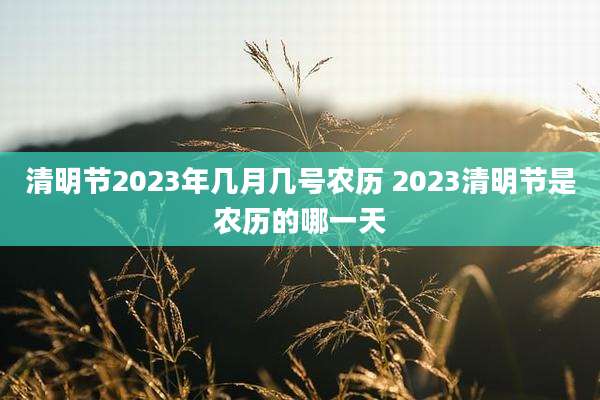 清明节2023年几月几号农历 2023清明节是农历的哪一天