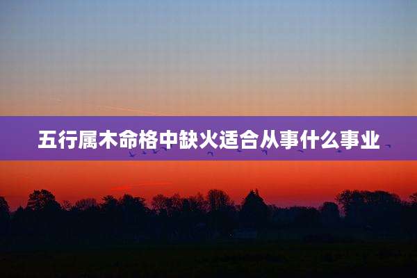 五行属木命格中缺火适合从事什么事业