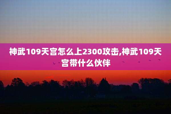 神武109天宫怎么上2300攻击,神武109天宫带什么伙伴