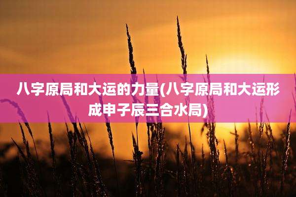 八字原局和大运的力量(八字原局和大运形成申子辰三合水局)