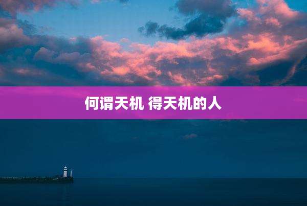 何谓天机 得天机的人