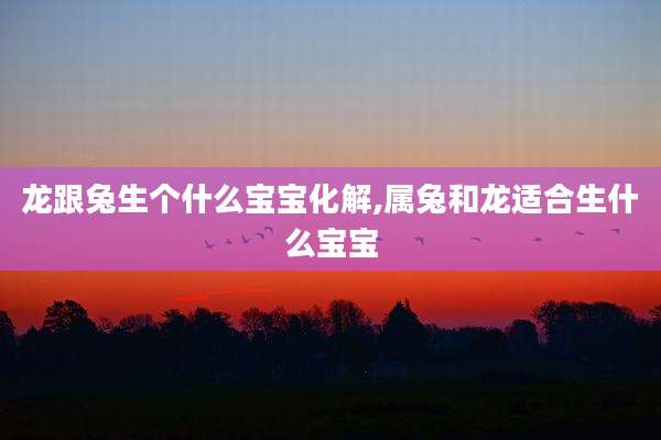 龙跟兔生个什么宝宝化解,属兔和龙适合生什么宝宝