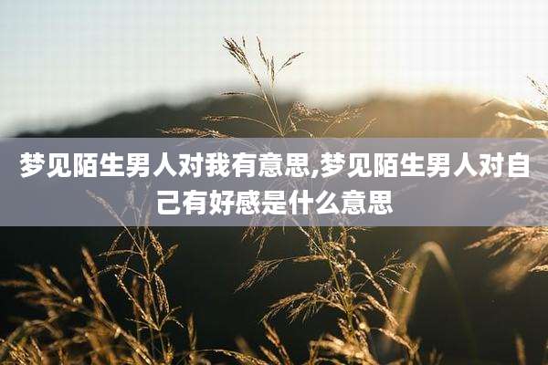 梦见陌生男人对我有意思,梦见陌生男人对自己有好感是什么意思