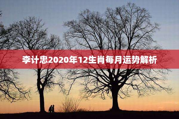 李计忠2020年12生肖每月运势解析