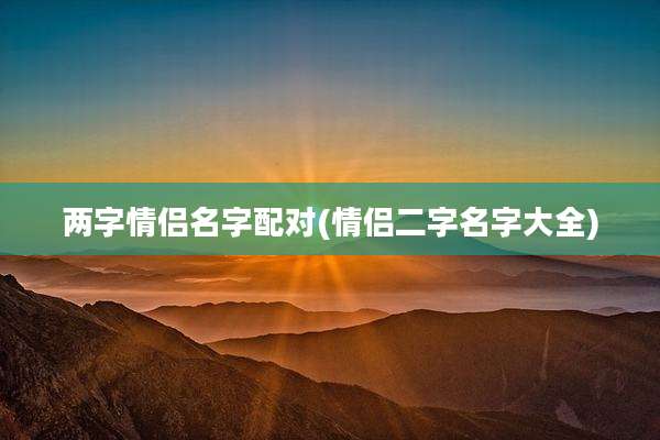 两字情侣名字配对(情侣二字名字大全)