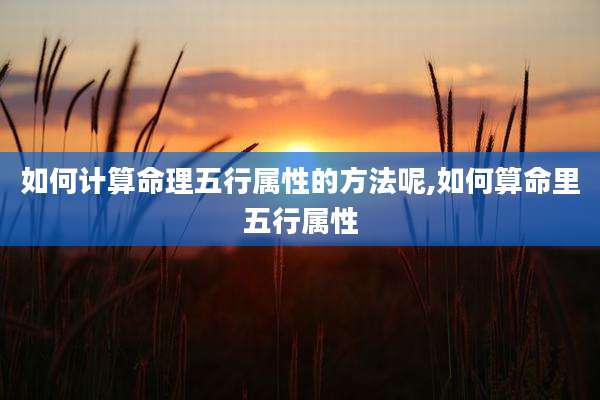 如何计算命理五行属性的方法呢,如何算命里五行属性