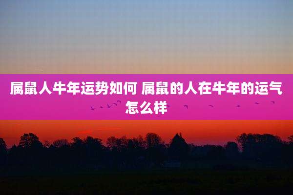 属鼠人牛年运势如何 属鼠的人在牛年的运气怎么样