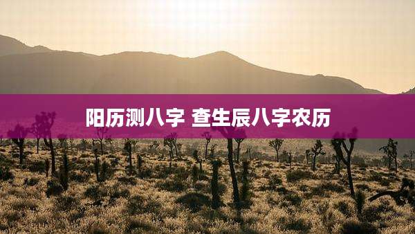 阳历测八字 查生辰八字农历