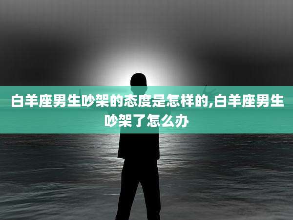 白羊座男生吵架的态度是怎样的,白羊座男生吵架了怎么办
