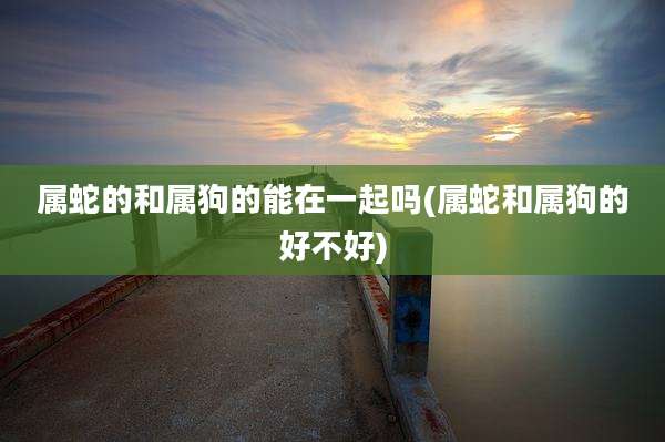 属蛇的和属狗的能在一起吗(属蛇和属狗的好不好)
