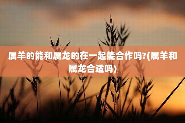 属羊的能和属龙的在一起能合作吗?(属羊和属龙合适吗)