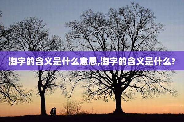 淘字的含义是什么意思,淘字的含义是什么?