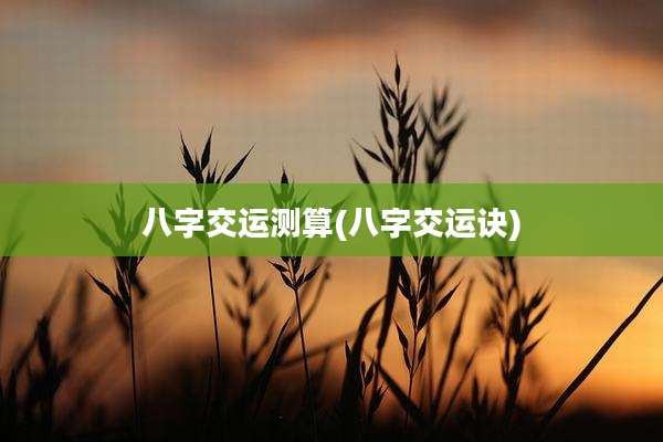 八字交运测算(八字交运诀)